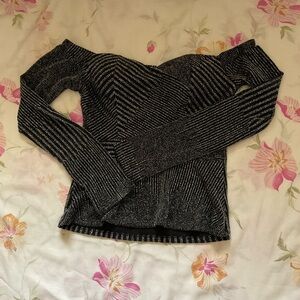 New Mode Black and Silver Off-Shoulder Top